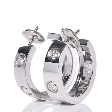 cartier white gold hoop earrings|cartier diamond studs.